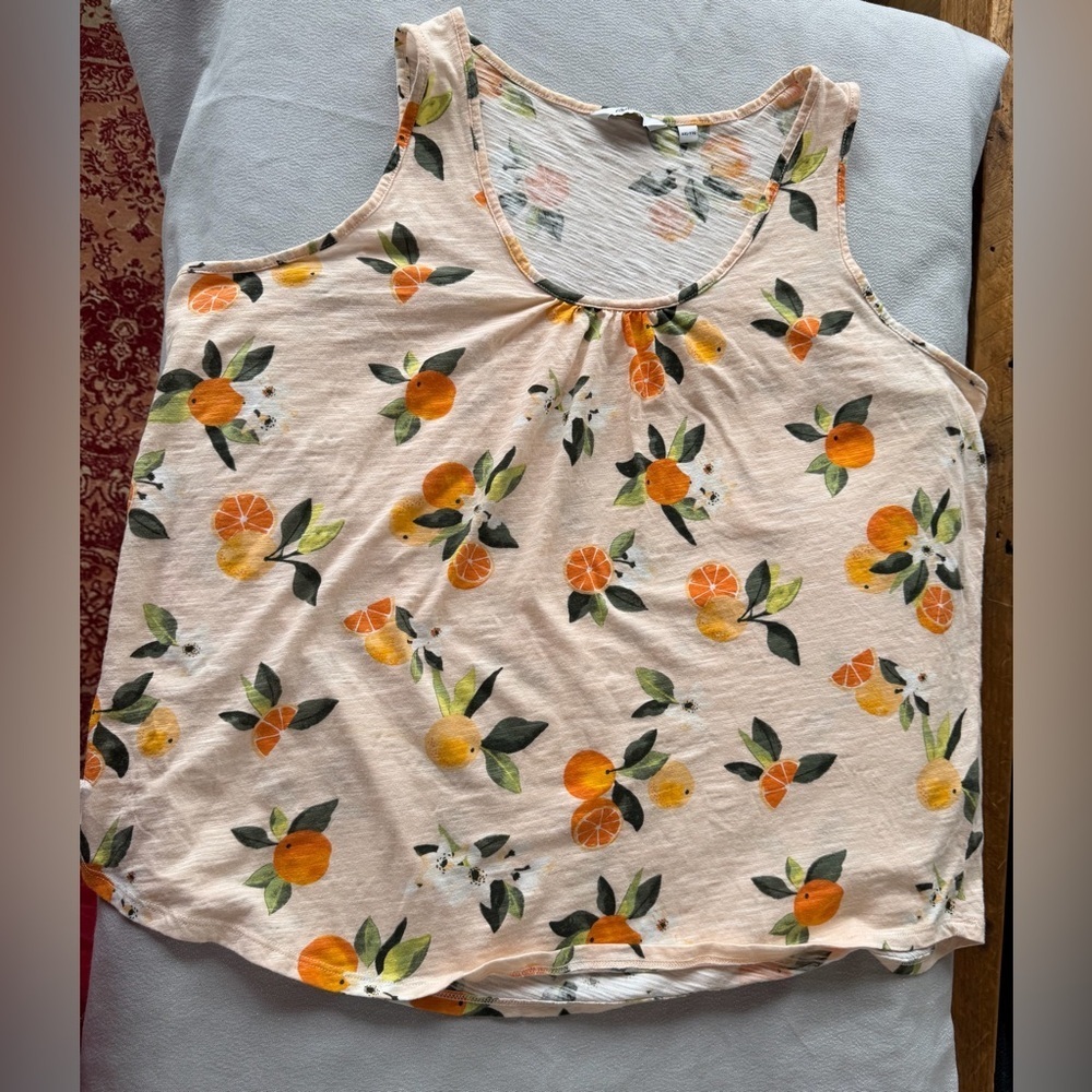 Reitmans Orange Citrus Print Sleeveless Tank Top XXL